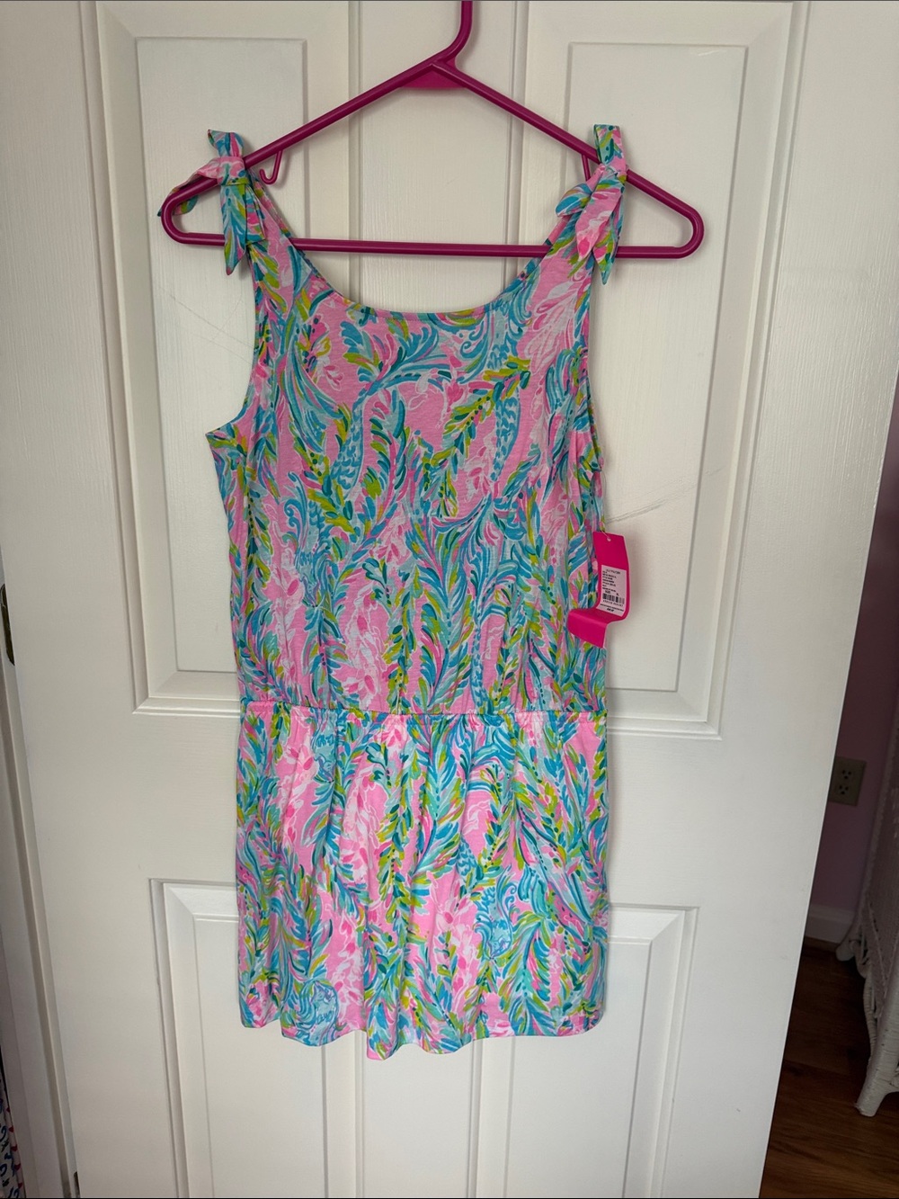 NWT XL 12-14 Lilly Pulitzer Floral Print Romper — Pink, Aqua, Lime